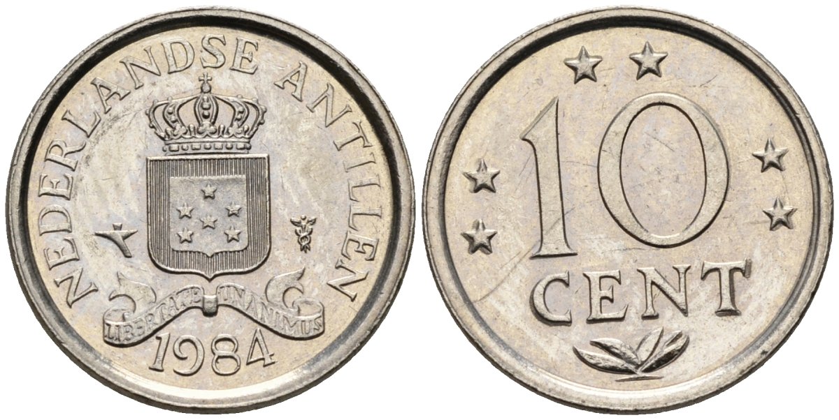 Нидерландские Антилы 10 центов 1984 Беатрикс (1980-2013) KM 10 никель 4585-962