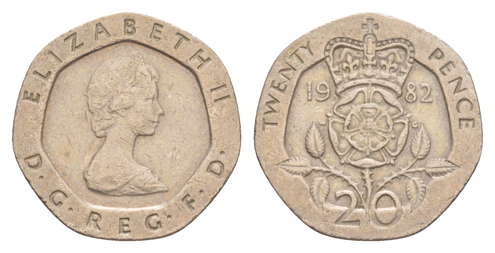 Великобритания 20 пенсов 1982 Елизавета II (1952-2022) KM 931, Spink 4230 (G1) медно-никель 4639-834