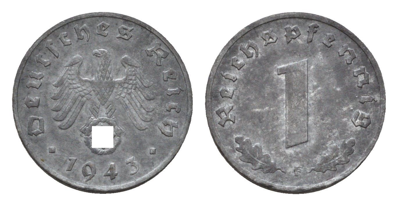 Германия 1 рейхспфенниг 1942 F KM 97, J. 369 цинк 4630-1051
