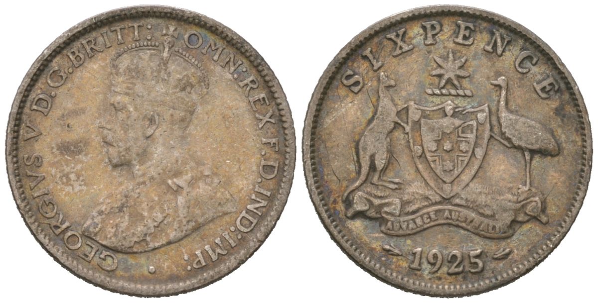 Австралия 6 пенсов 1925 Георг V (1910-1936) KM 25 серебро 4396-559