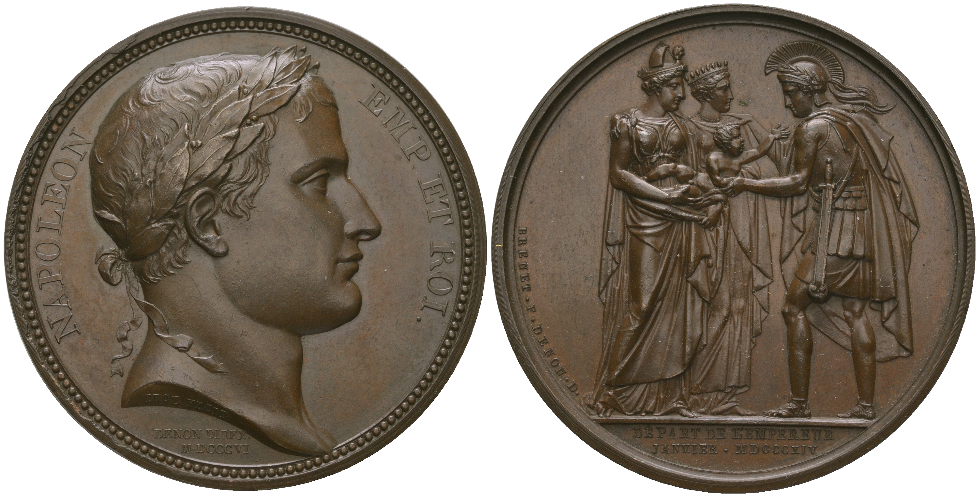 Набор бронзовых французских медалей и медальонов 1810 года. Оригинальный комплект. 0-0-00