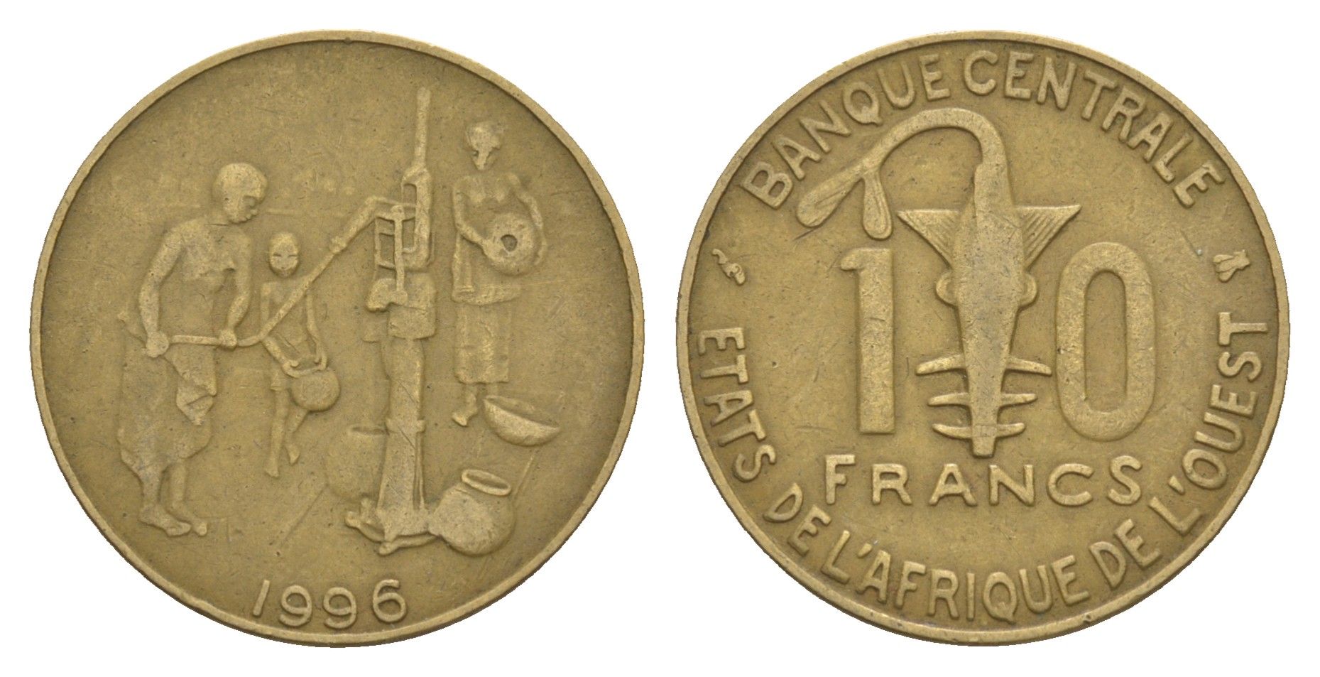 Западная Африка (BCEAO) 10 франков 1996 KM 10 медь алюминий никель 4656-845