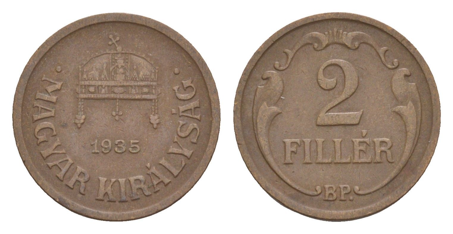 Венгрия 2 филлера 1935 BP KM 506 бронза 4658-329