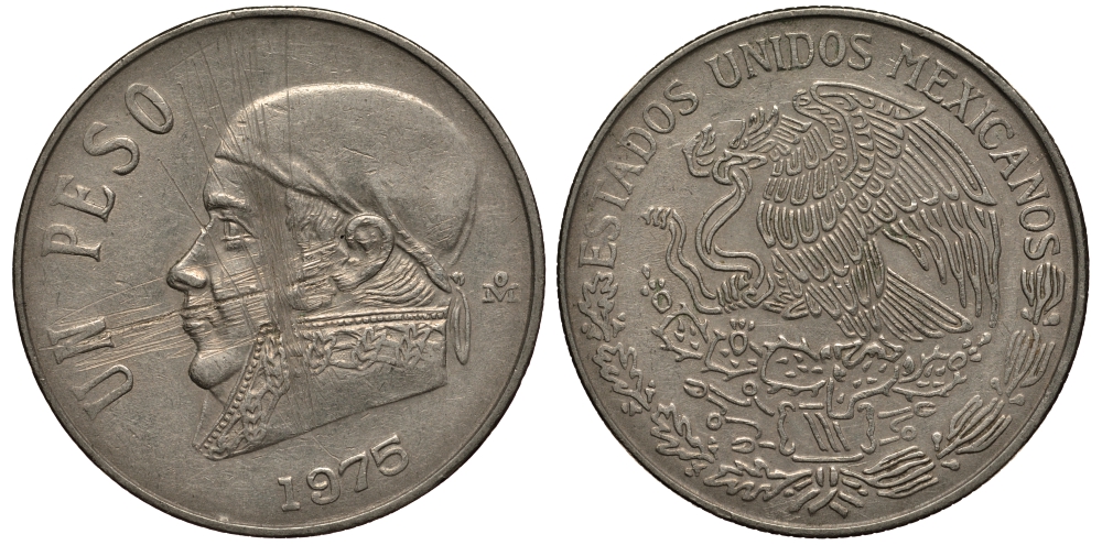 Мексика 1 песо 1975 Хосе Мария Морелос KM 460 медно-никель VF 215-915