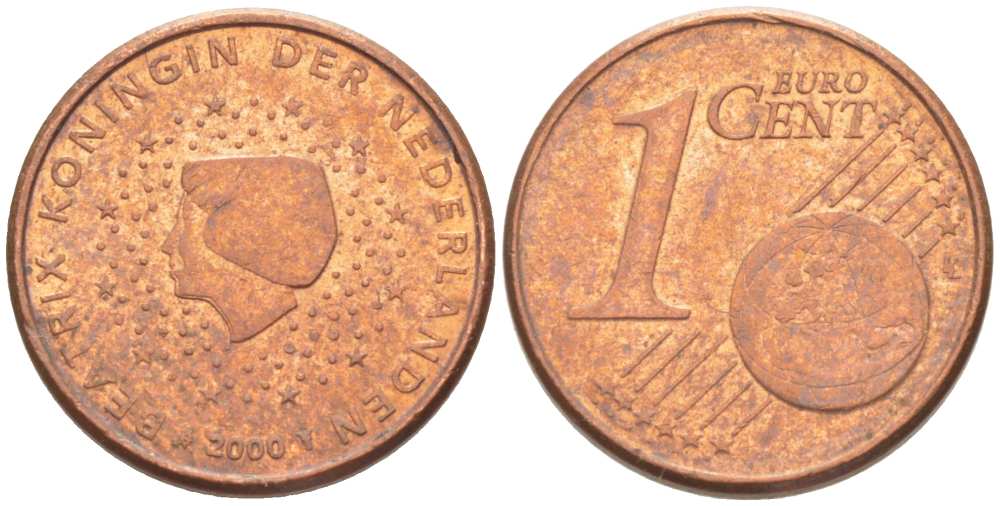 НИДЕРЛАНДЫ 1 ЕВРОЦЕНТ 2000 БЕАТРИКС KM 234 сталь плакированная медью 218-1239