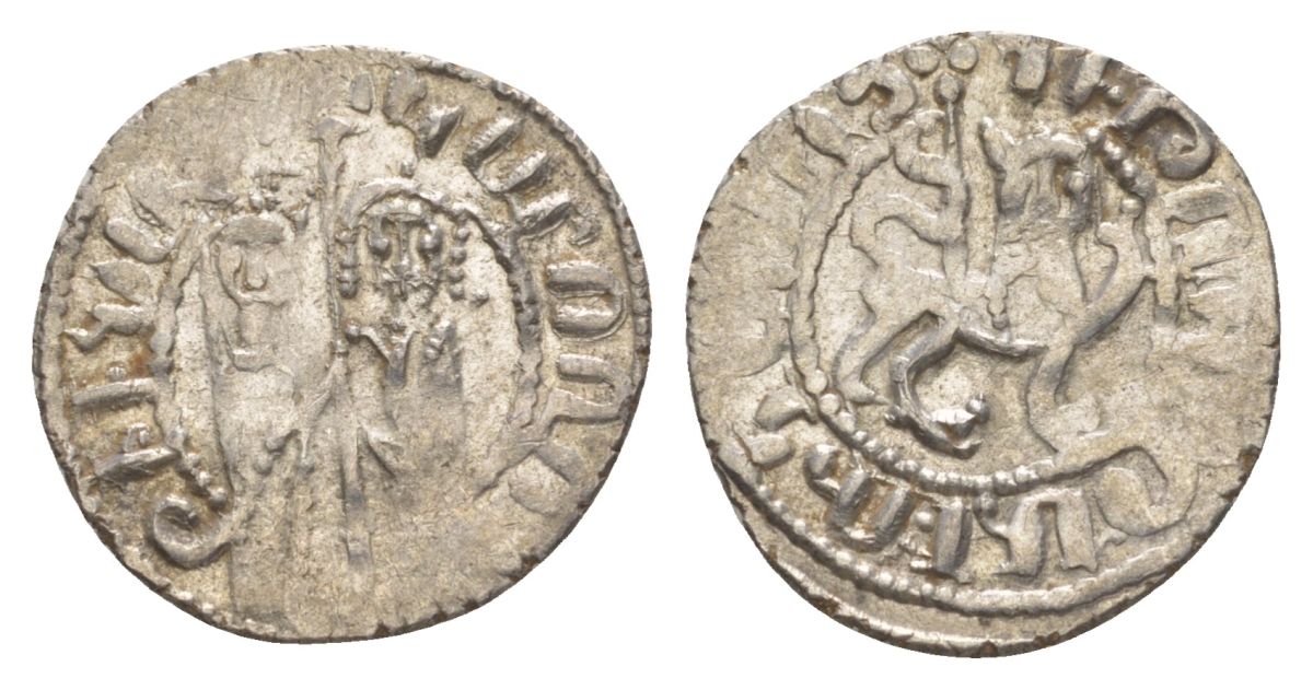 Киликийская Армения трам 1226-1271 Хетум I и царица Забель, держат крест/лев с патриаршим крестом  серебро    1516-315