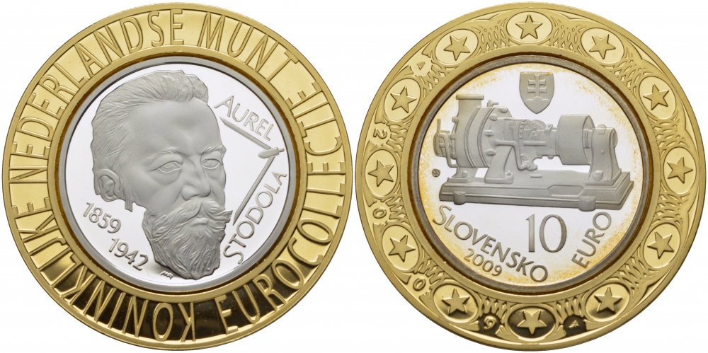 Словакия 10 евро 2009 Аурель Стодола (1859-1942), 150 лет со дня рождения, евроколлекция Нидерландского монетного двора KM 108 серебро PROOF 11-141-33