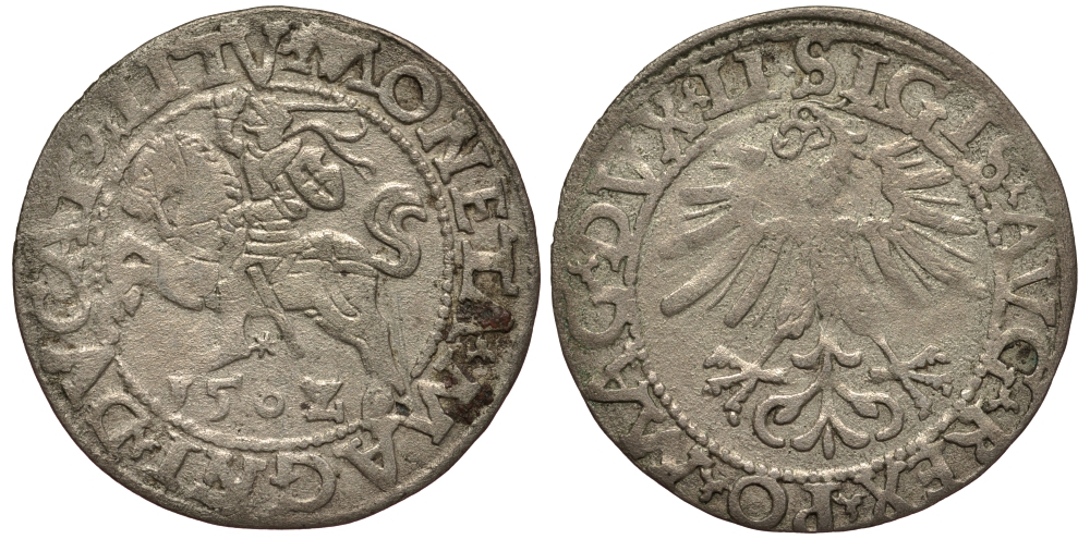 Польша 1/2 гроша 1562 Сигизмунд II Август (1544-1572), вес 1,08 гр. Gum. 602 серебро 1516-1441
