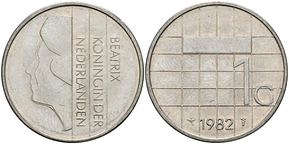 Нидерланды 1 гульден 1982 Беатрикс (1980-2013) KM 205 никель 94-716