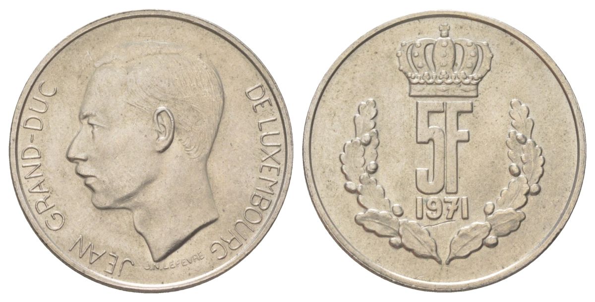 Люксембург 5 франков 1971 KM 56 медно-никель aUNC 4628-1033