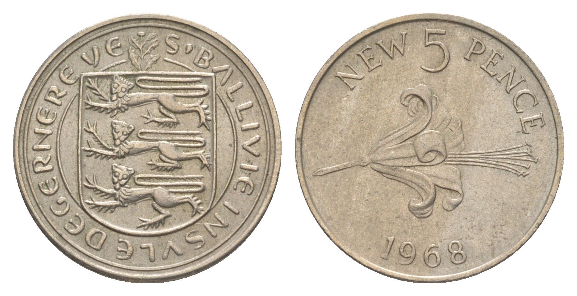 Гернси 5 пенсов 1968 KM 23 медно-никель 4566-216