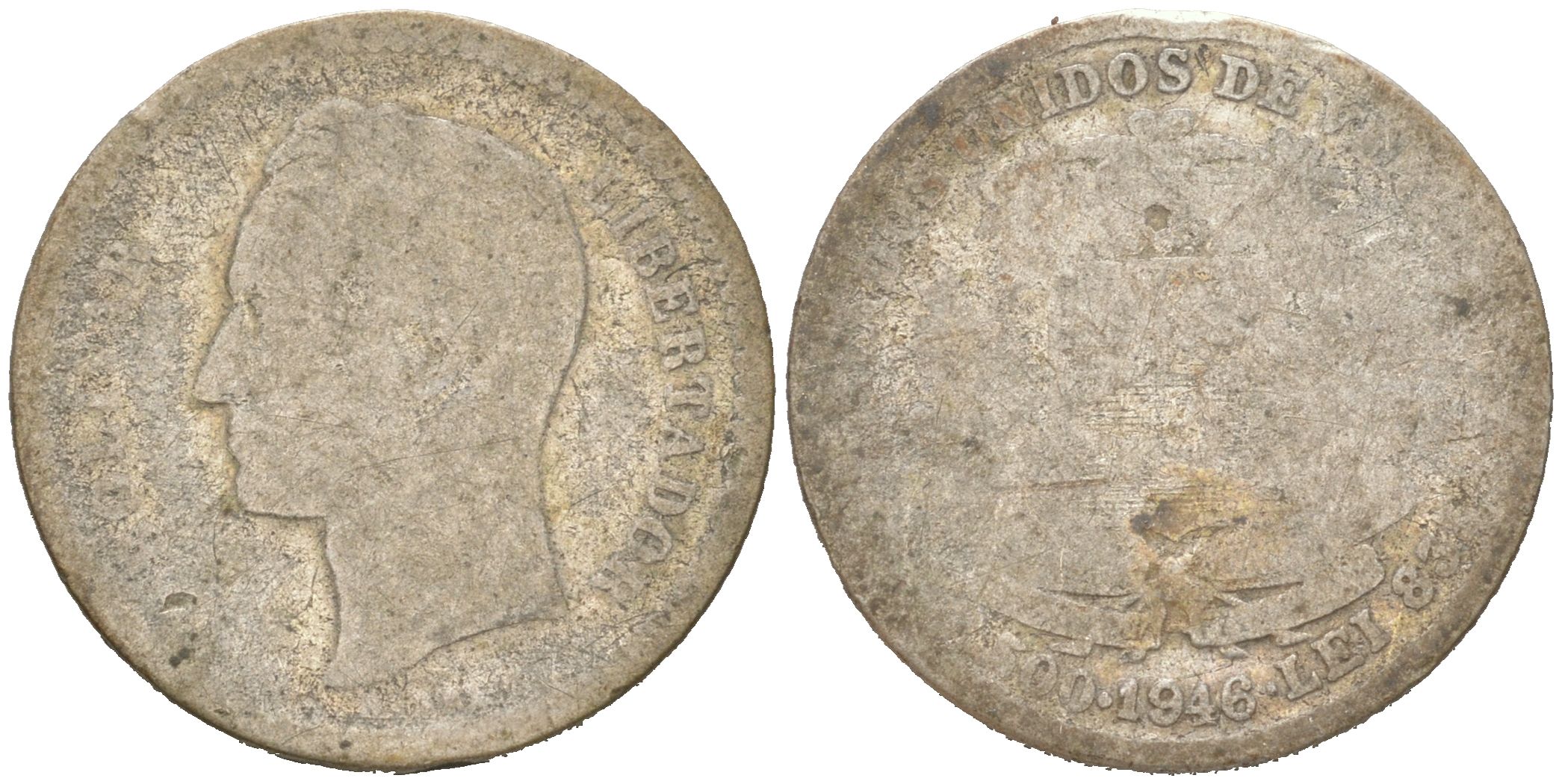 Венесуэла 1/2 боливара 1946 Y 21a серебро 4621-818