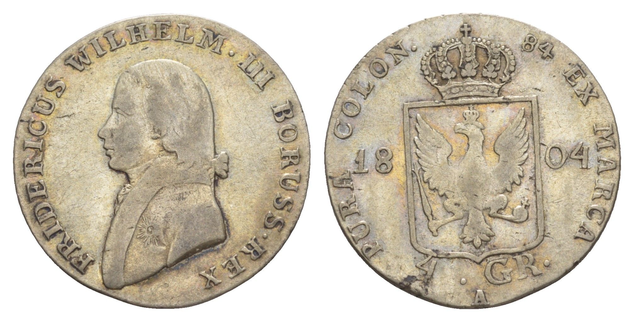 Пруссия 4 гроша 1804 A, Фридрих Вильгельм III (1797-1840) KM 370 серебро 1523-531