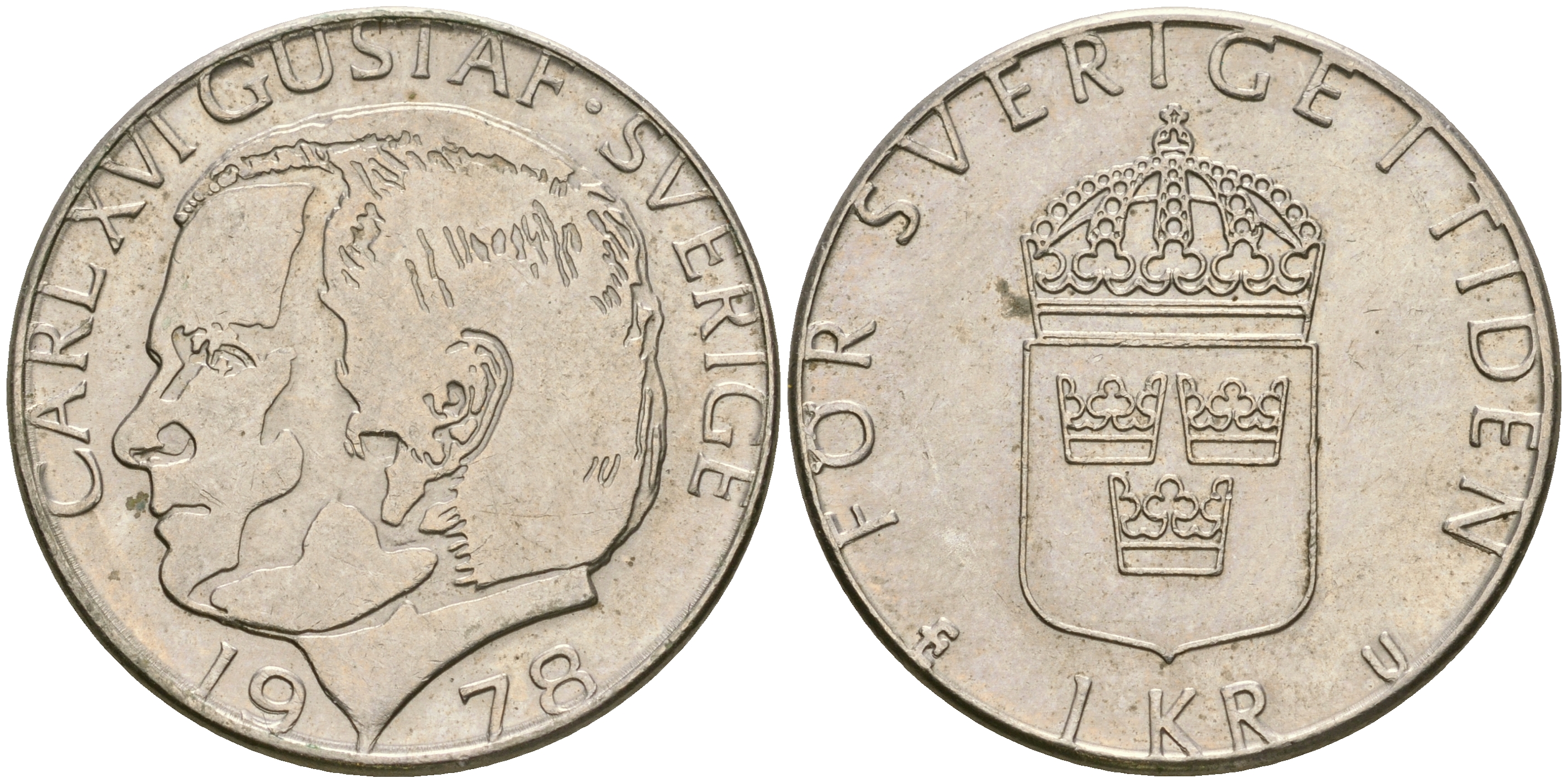 Швеция 1 крона 1978 Карл XVI Густав (1973- ) KM 852 медь плакированная медно-никелем 4364-3444