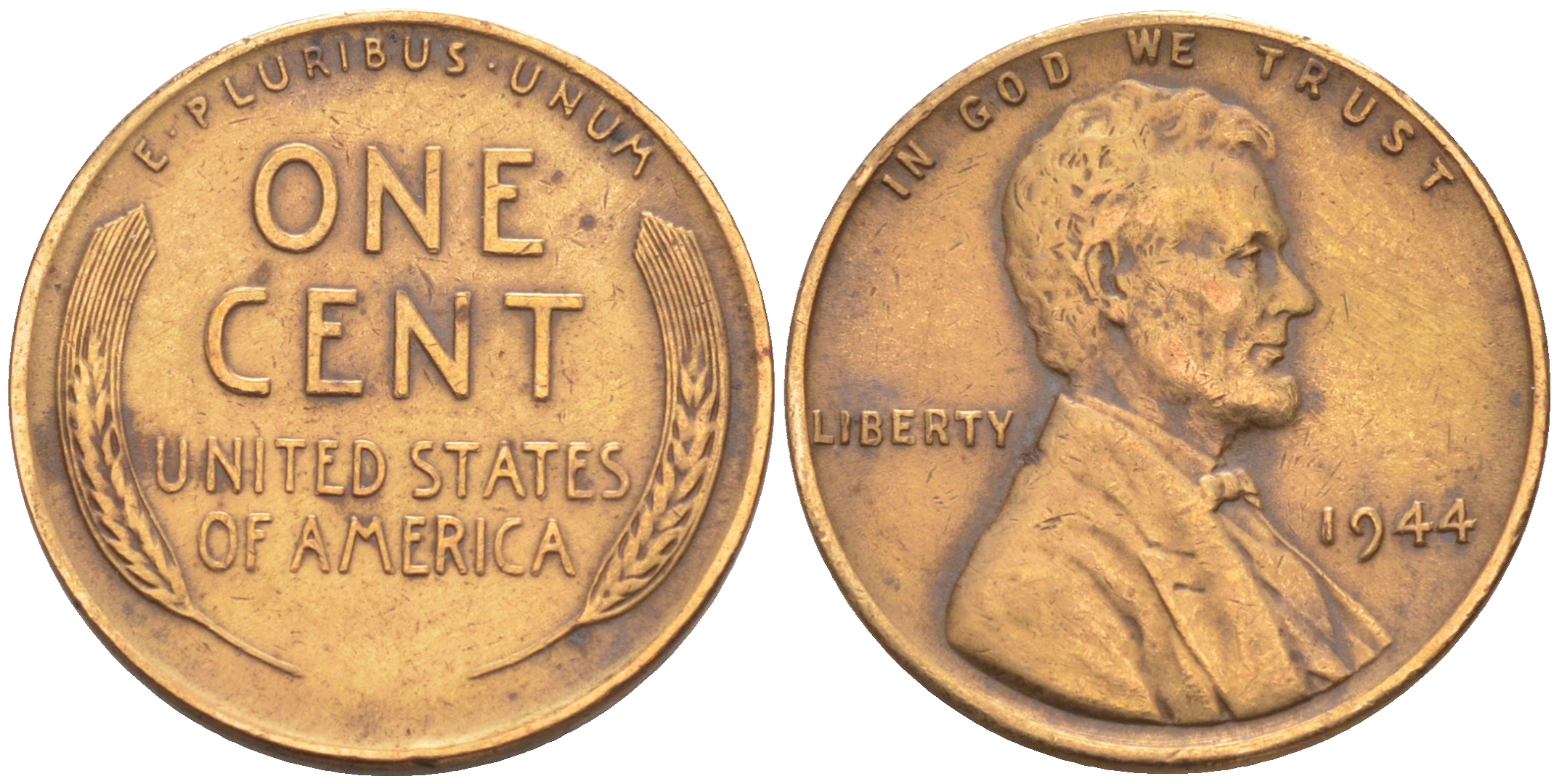 США 1 ЦЕНТ 1944 ЛИНКОЛЬН KM А132 медь цинк 188-251