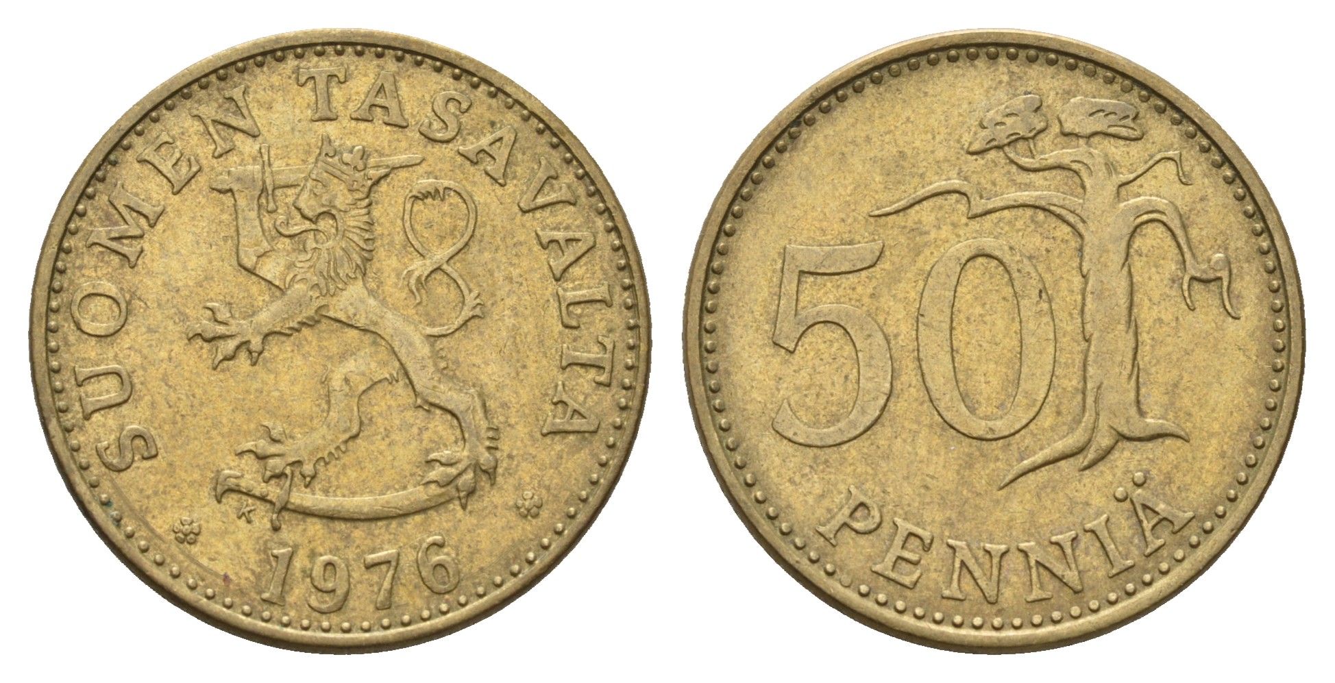 Финляндия 50 пенни 1976 KM 48 алюминиевая бронза 4546-216