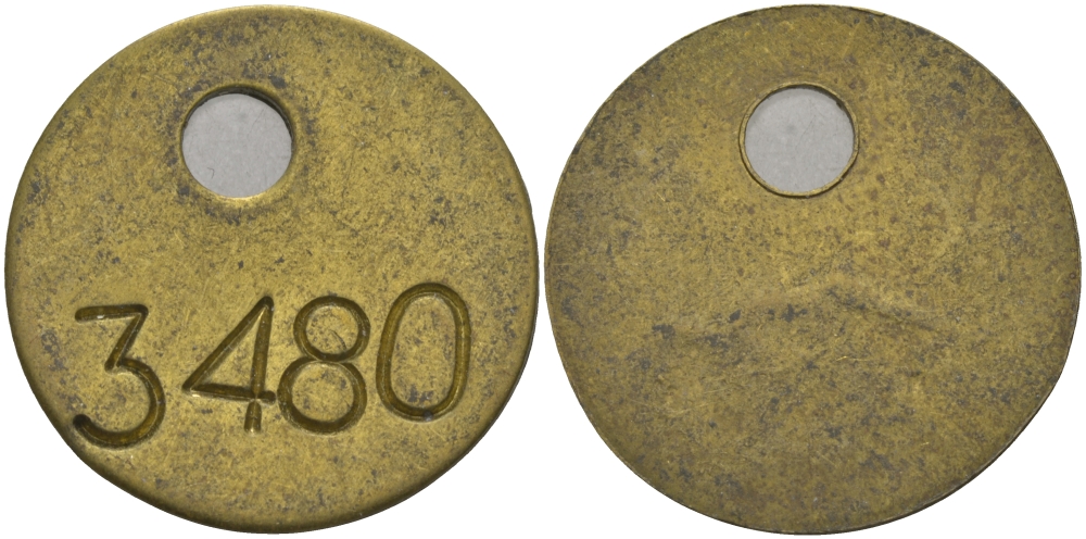 ЕВРОПА ЖЕТОН ND НА АВЕРСЕ 3480 С ОТВЕРСТИЕМ ДЛЯ НОШЕНИЯ, ДИАМЕТР 25 ММ. латунь 98-751