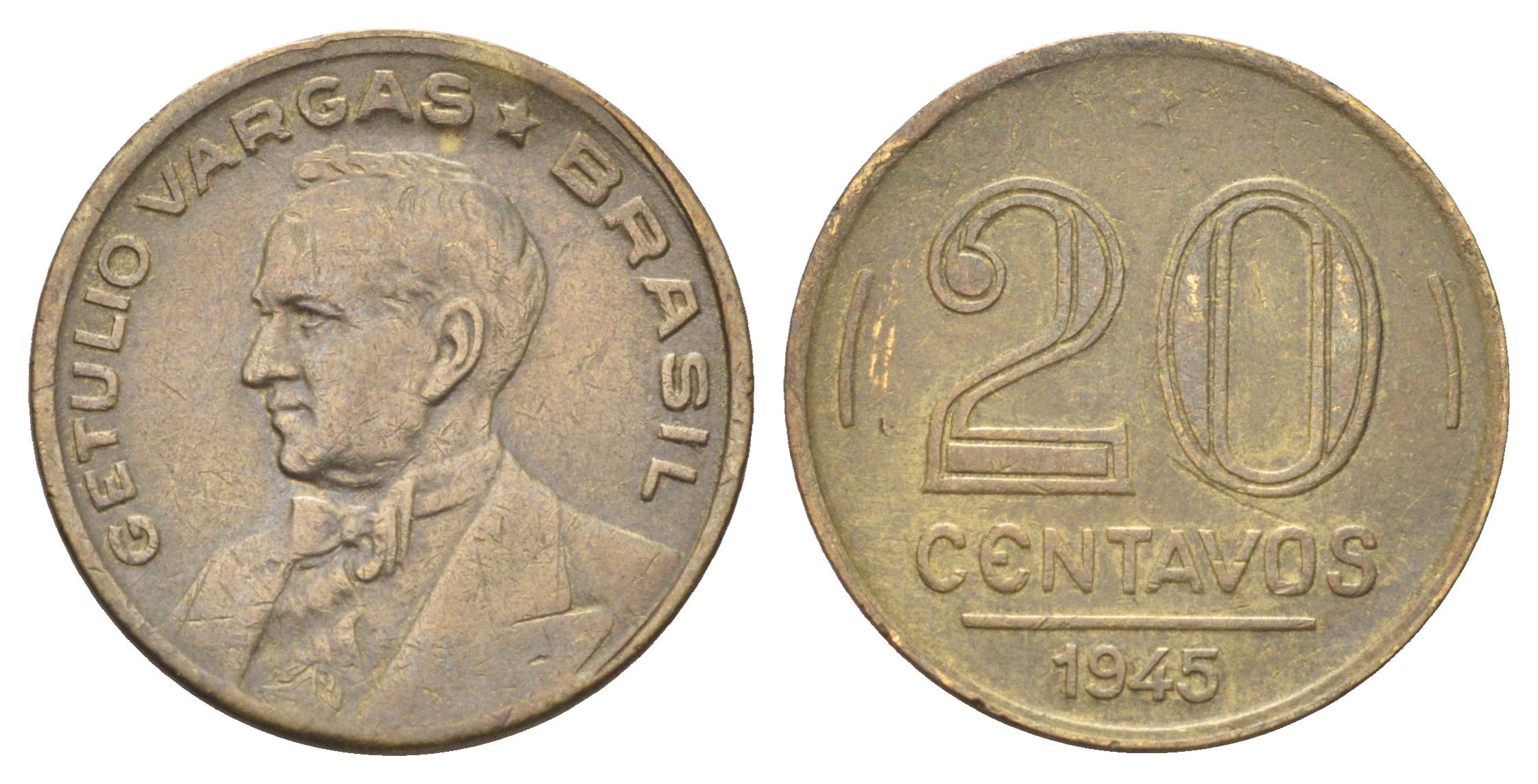 Бразилия 20 сентаво 1945 KM 556a алюминиевая бронза 4668-1056