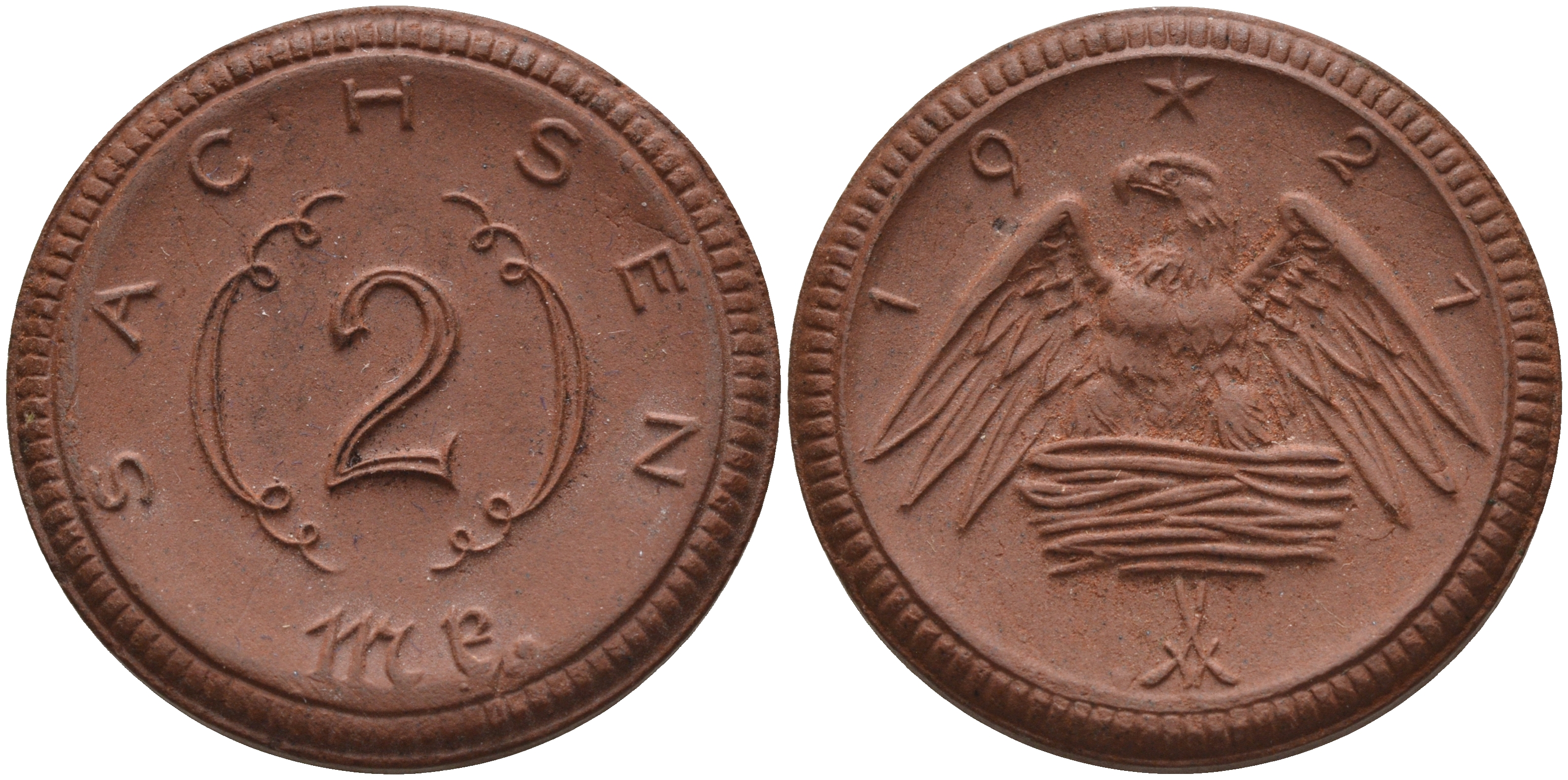 Саксония 2 марки 1921 J. N 56 фарфор 1094-1-21