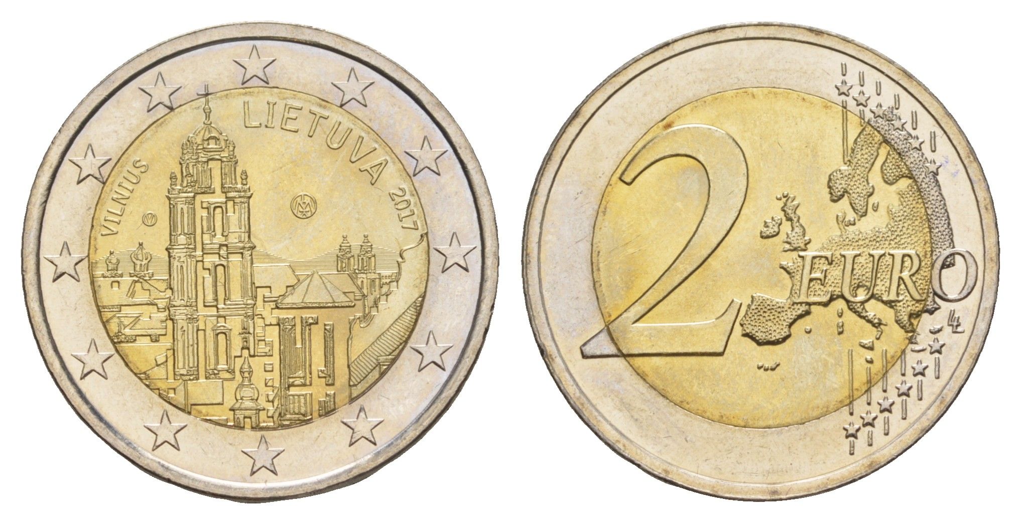 Литва 2 евро 2017 Вильнюс KM 228 биметалл UNC 4642-516