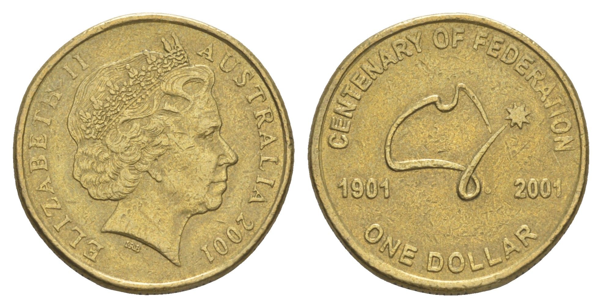 Австралия 1 доллар 2001 Столетие Федерации KM 534.1 алюминиевая бронза 4652-225