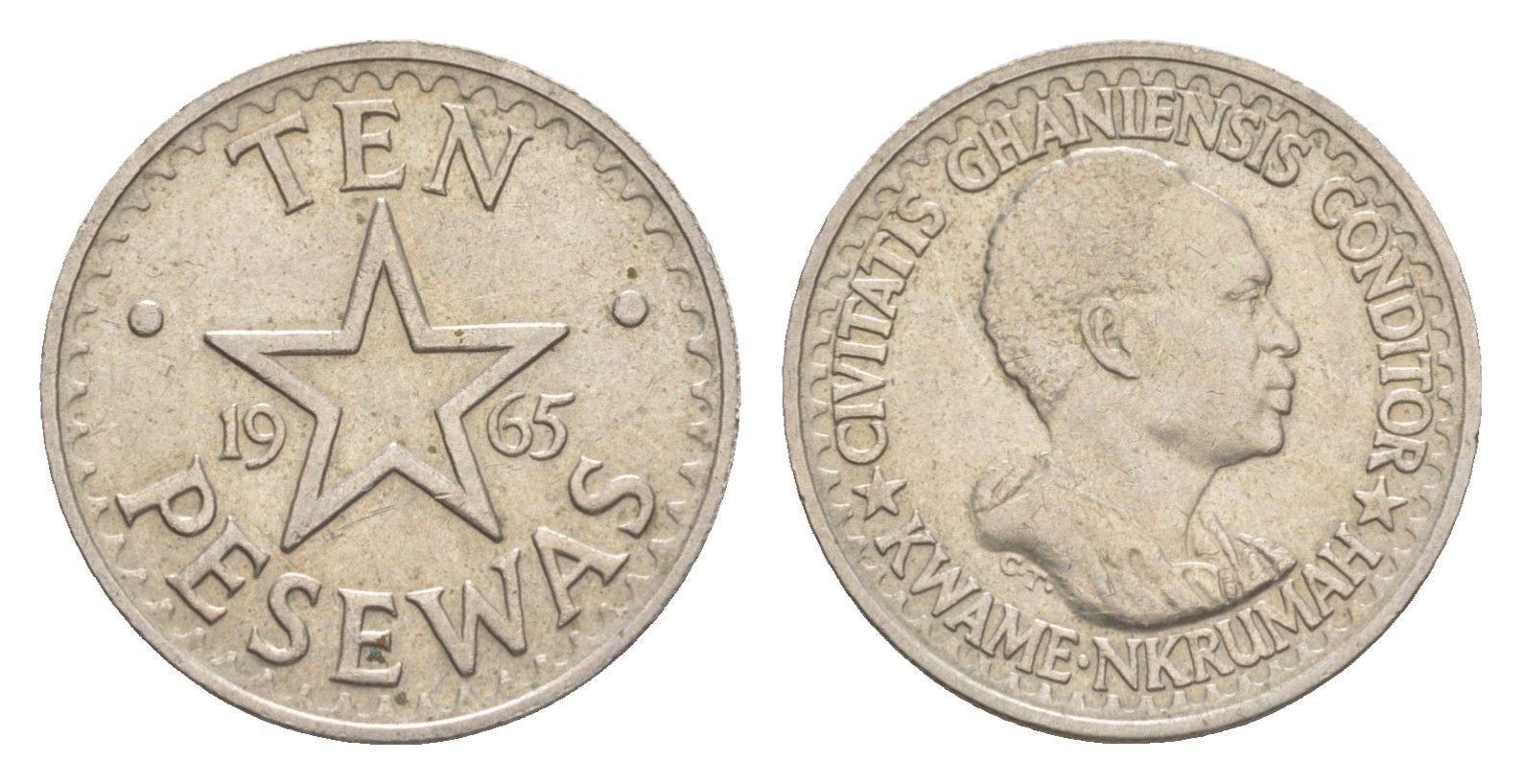 Гана 10 песев 1965 KM 9 медно-никель UNC 4617-1218