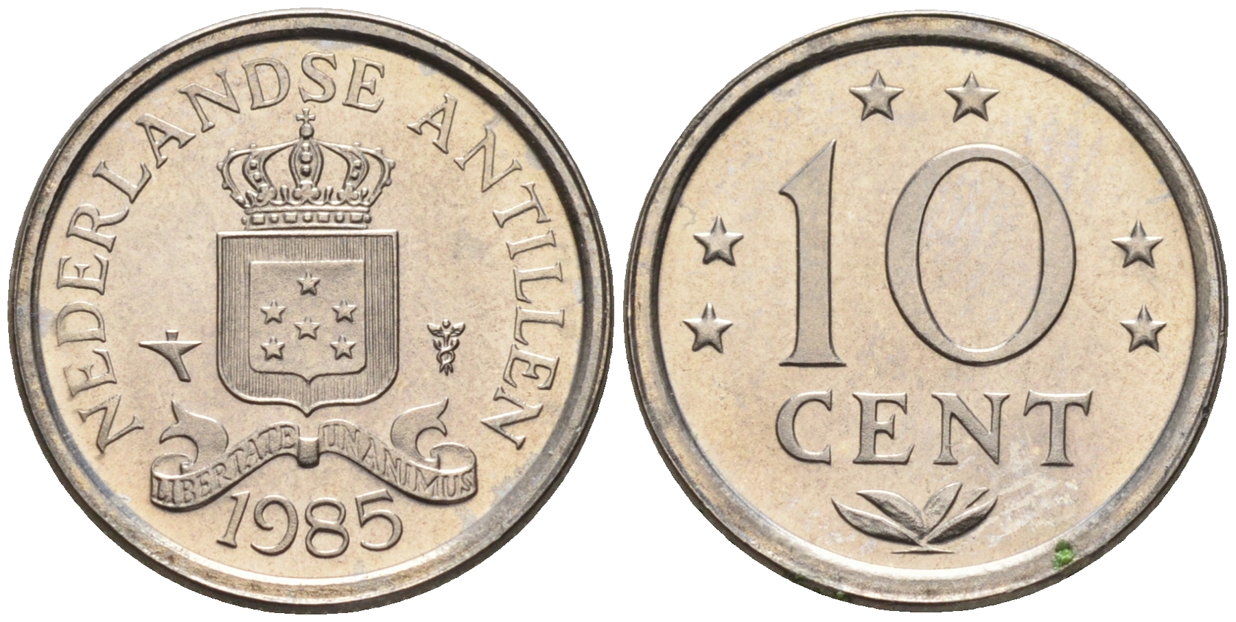 Нидерландские Антилы 10 центов 1985 Беатрикс (1980-2013) KM 10 никель 4169-353