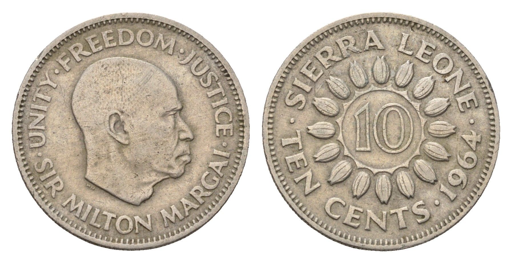 Сьерра-Леоне 10 центов 1964 Милтон Маргаи KM 19 медно-никель 92-814