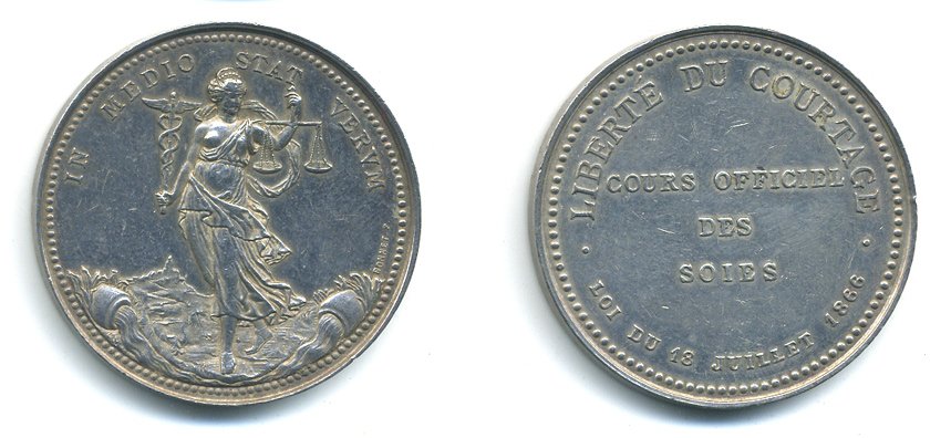 ФРАНЦИЯ МЕДАЛЬ 1866 СВОБОДНЫЙ БРОКЕР, серебро SH2-23