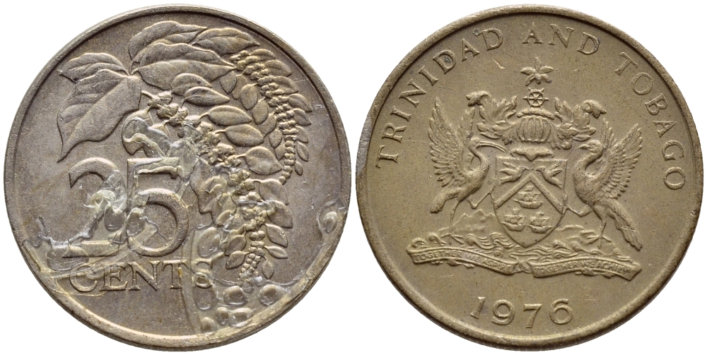 Тринидад и Тобаго 25 центов 1976 цветок дикая пуансеттия KM 28 медно-никель 4396-717