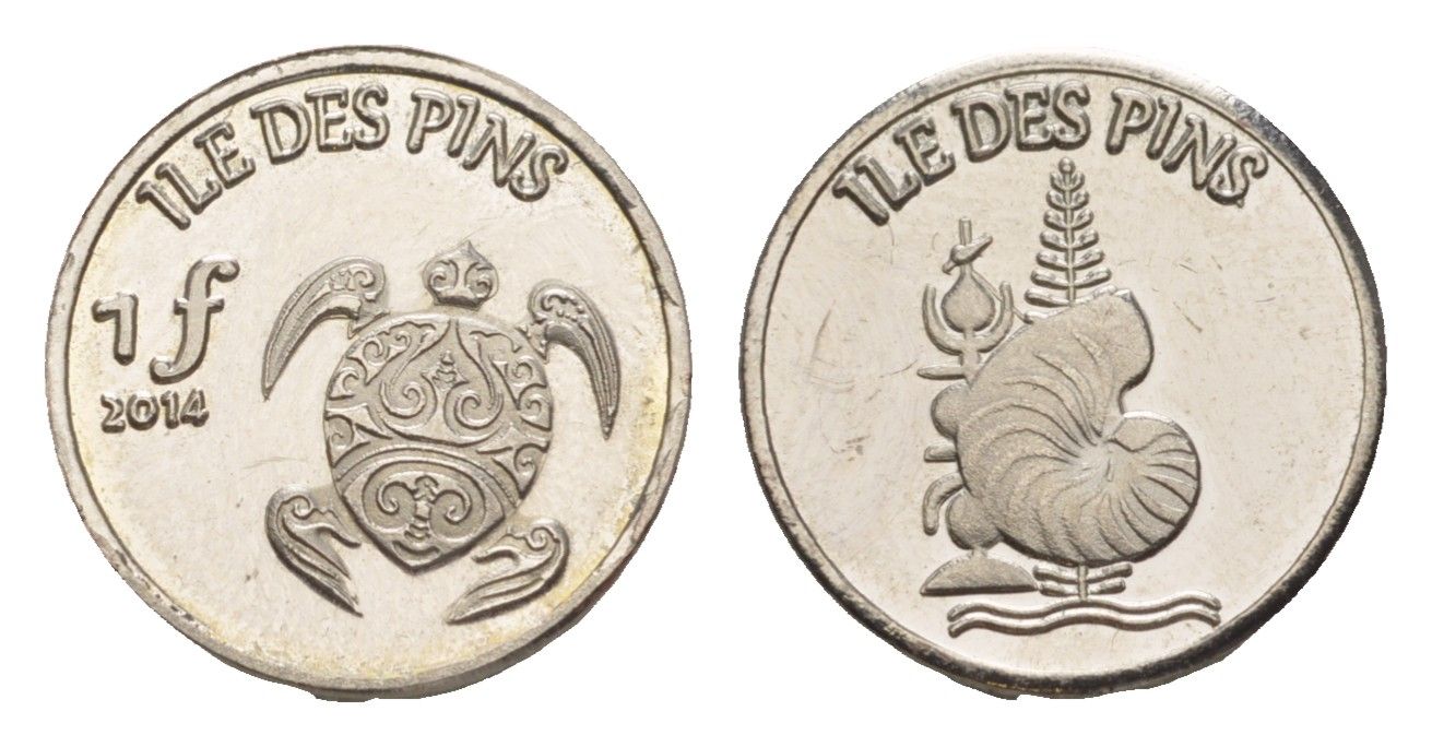 Остров Пен (Новая Каледония) 1 франк 2014 сталь плакированная никелем BU 4644-1017