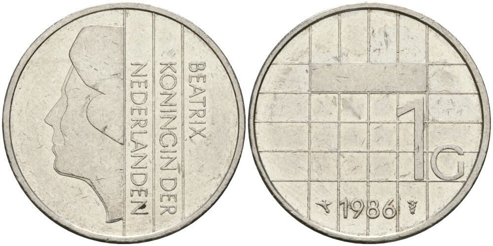 Нидерланды 1 гульден 1986 Беатрикс (1980-2013) KM 205 никель 4579-421