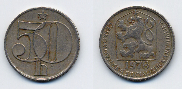 ЧЕХОСЛОВАКИЯ 50 ГЕЛЛЕРОВ 1978 СОЦИАЛИСТИЧЕСКАЯ РЕСПУБЛИКА KM 89 медно-никель 46-443