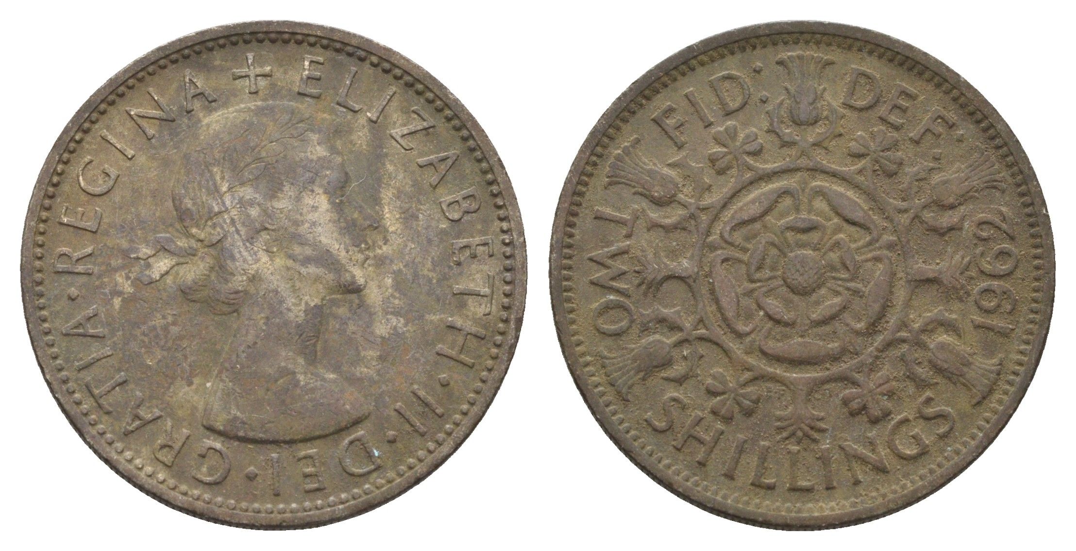 Великобритания 2 шиллинга (флорин) 1962 Елизавета II (1952-2022) KM 906, Spink 4146 медно-никель 4663-317