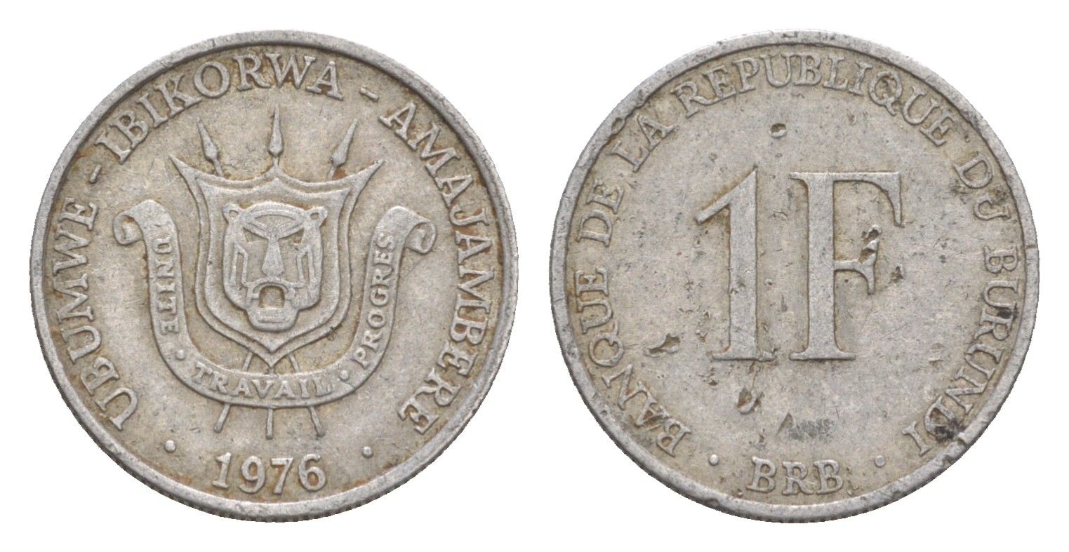 Бурунди 1 франк 1976 KM 19 алюминий 4647-1221