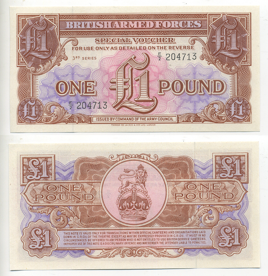 Великобритания, Британские вооруженные силы 1 фунт 1956 серия 3 Pick M29 бумага 7183-12-1