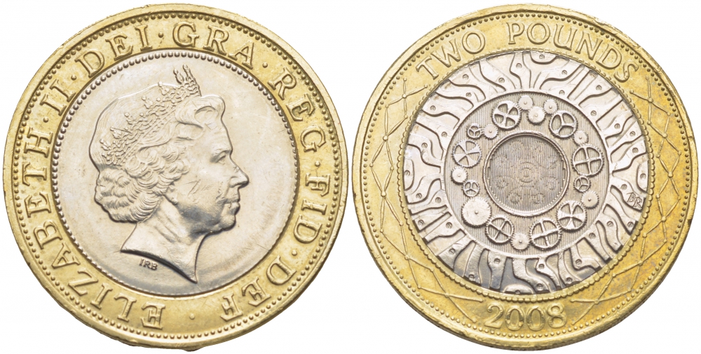 Великобритания 2 фунта 2008 Елизавета II (1952-2022) KM 994, Spink 4570 (K9) биметалл UNC 114-1136