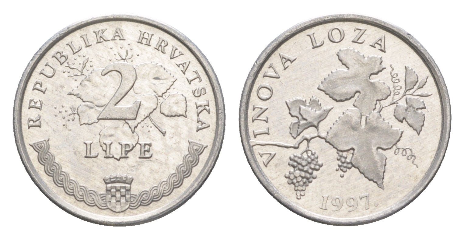 Хорватия 2 липы 1997 нечетный год KM 4 алюминий aUNC 3457-1267