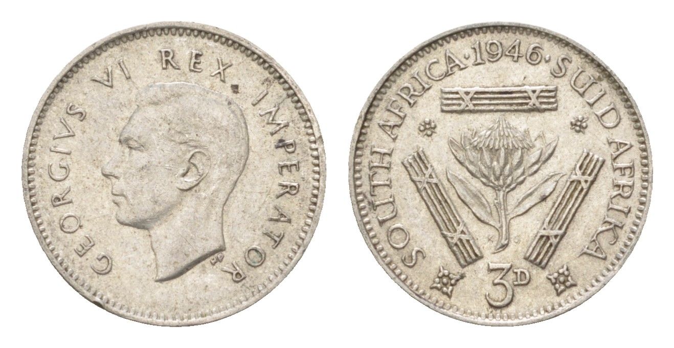 ЮАР 3 пенса 1946 Георг VI (1936-1952) KM 26 серебро 4623-464