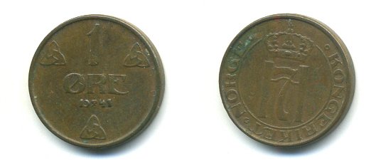 НОРВЕГИЯ 1 ЭРЕ 1941 KM 367 бронза 04-1023