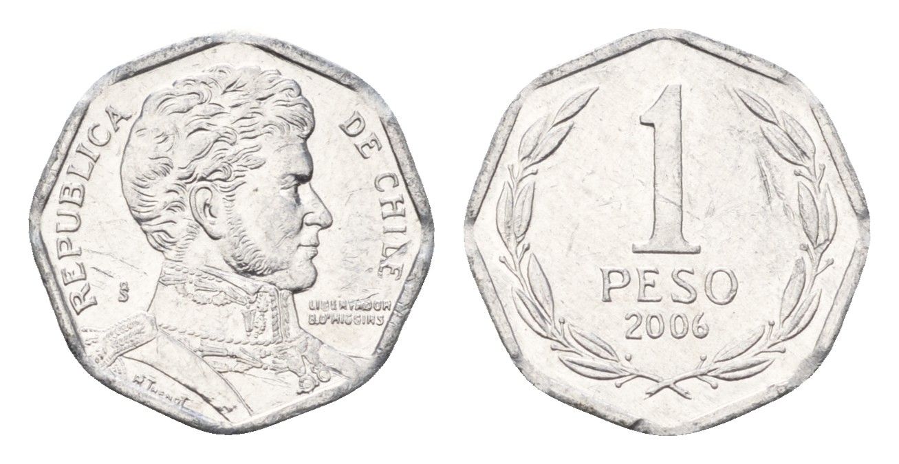 Чили 1 песо 2006 So KM 231, Schon 79 алюминий 4701-1236