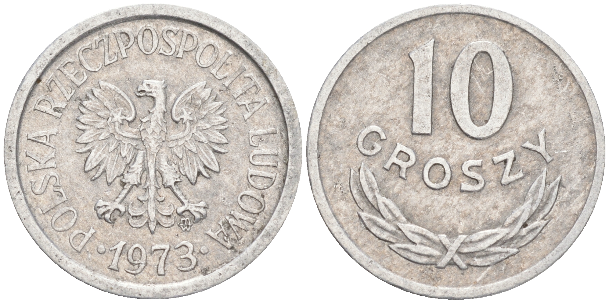 ПОЛЬША 10 ГРОШЕЙ 1973 MW KM АА47 алюминий VF-XF 4528-369