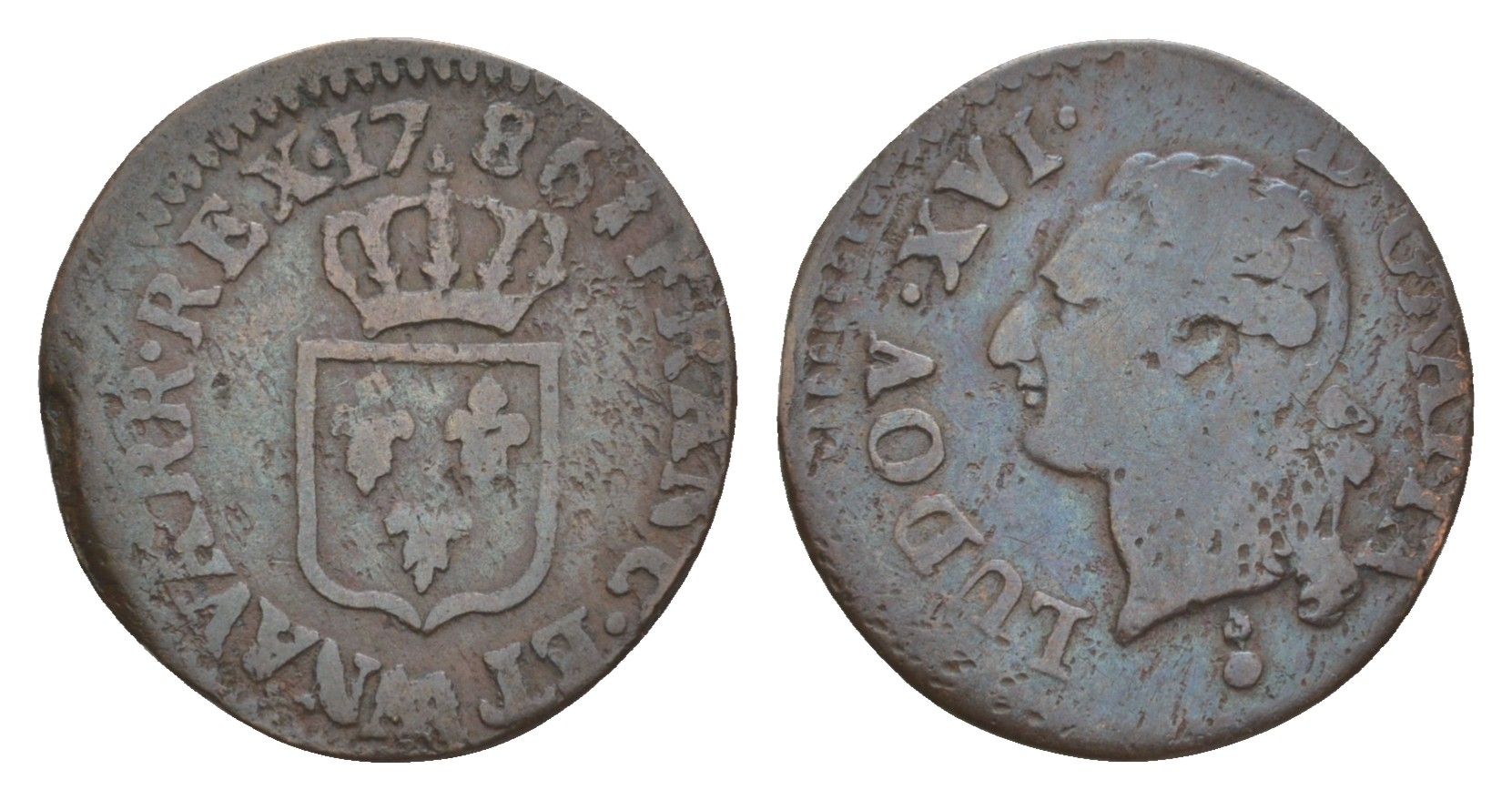 Франция 1 лиард 1786 W, Людовик XVI (1774-1792) KM 585.14 медь 4655-234