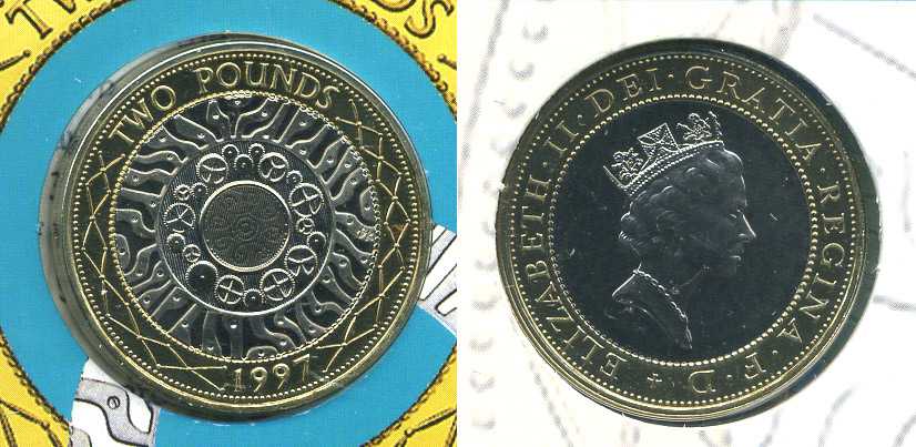 Великобритания 2 фунта 1997 Елизавета II (1952-2022) KM 976, Spink 4318 (K8) биметалл BUNC 7-5-1-15