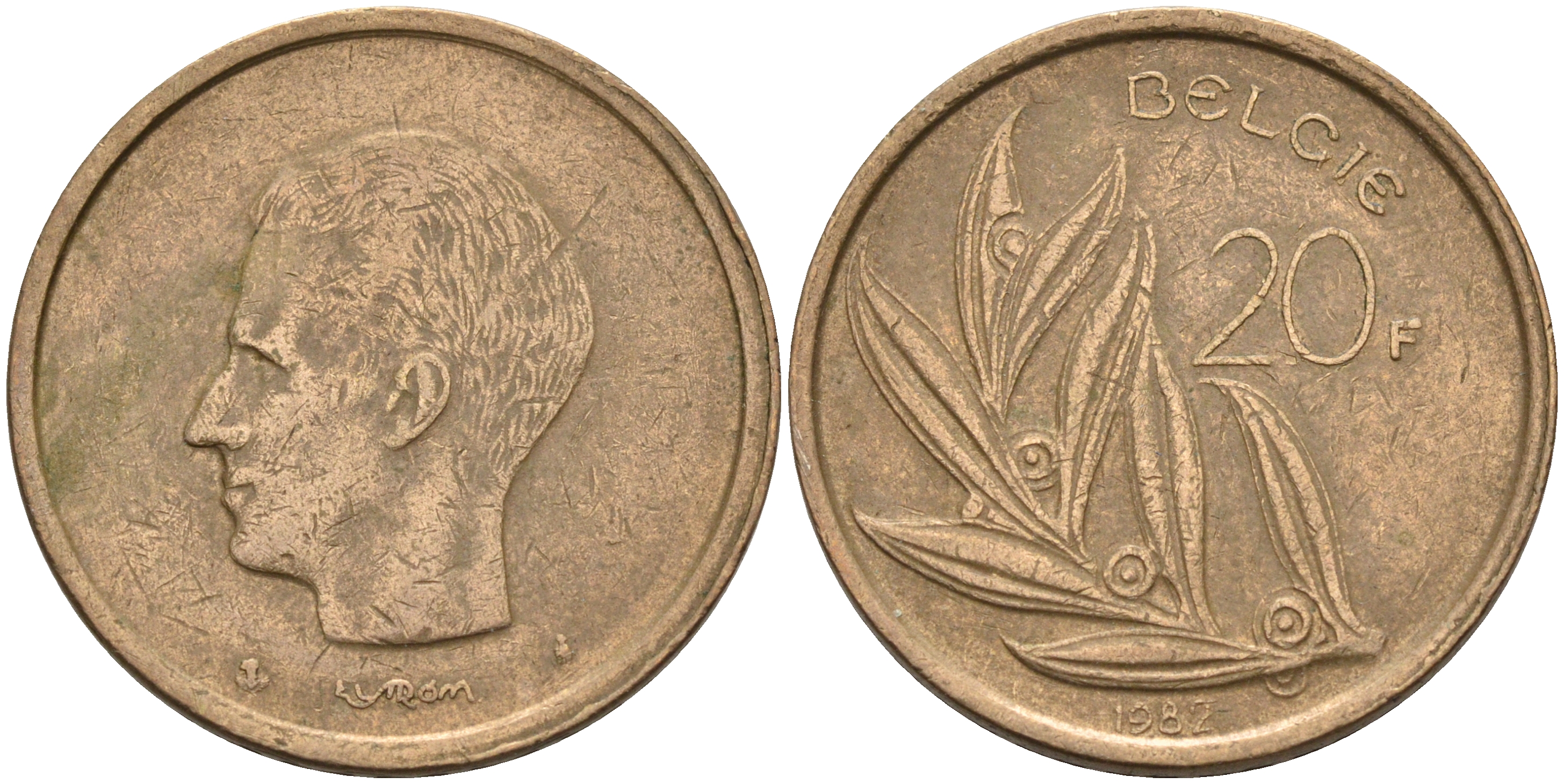 Бельгия 20 франков 1982 Belgie KM 160 никель бронза    4592-1215