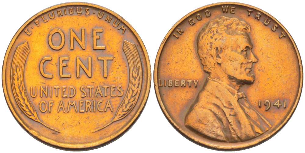 США 1 ЦЕНТ 1941 ЛИНКОЛЬН KM 132 бронза 218-421
