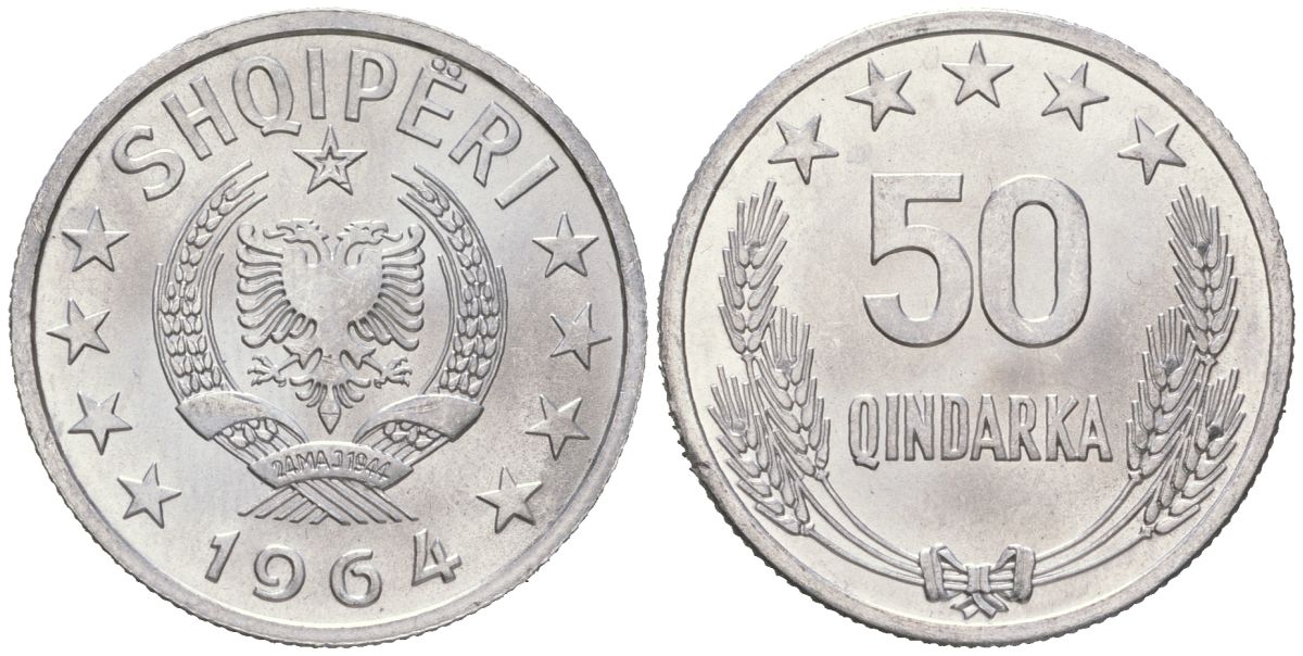 Албания 50 киндарок 1964 KM 42 алюминий UNC 4619-256
