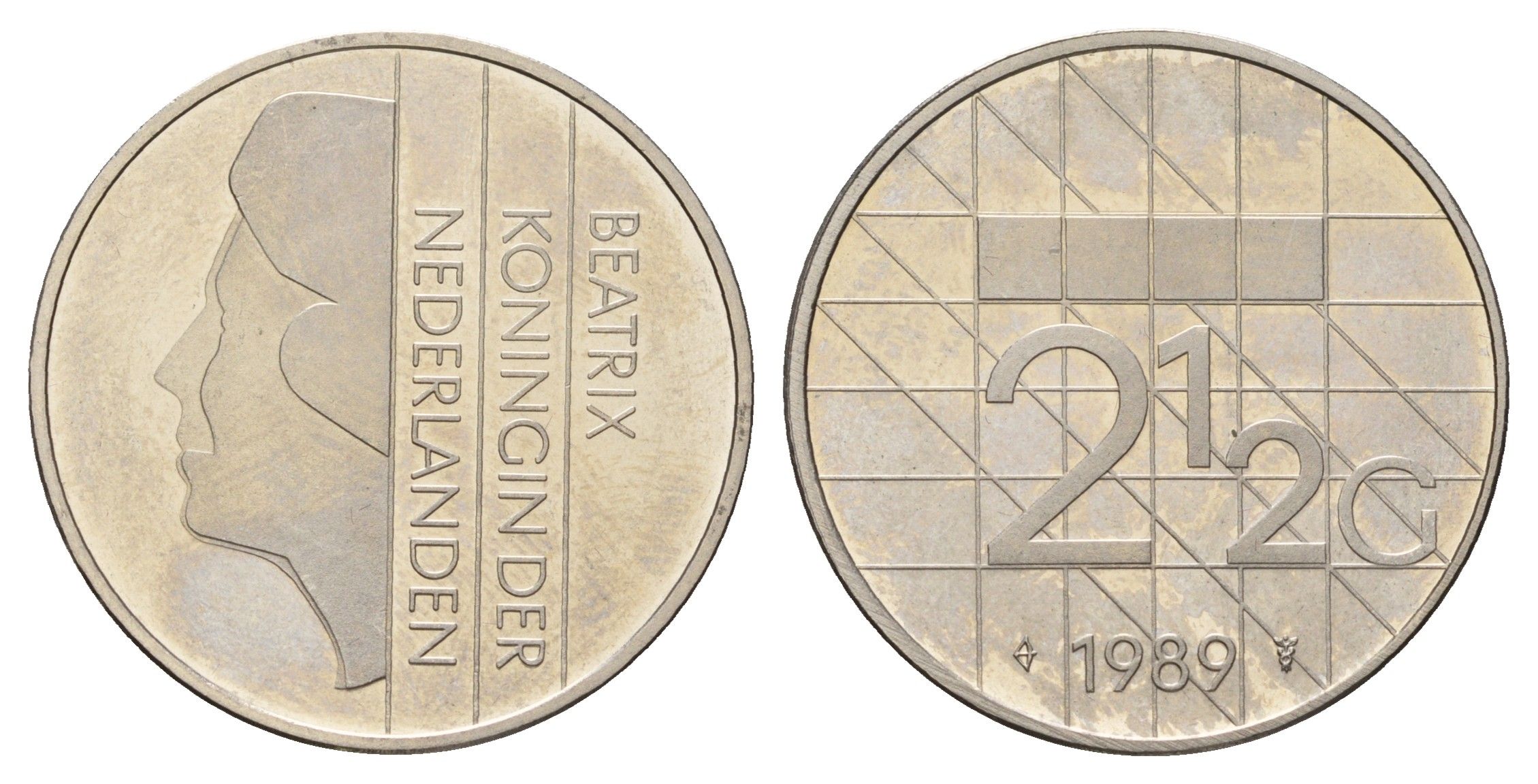 Нидерланды 2 1/2 гульдена 1989 Беатрикс (1980-2013) KM 206 никель UNC 4367-523