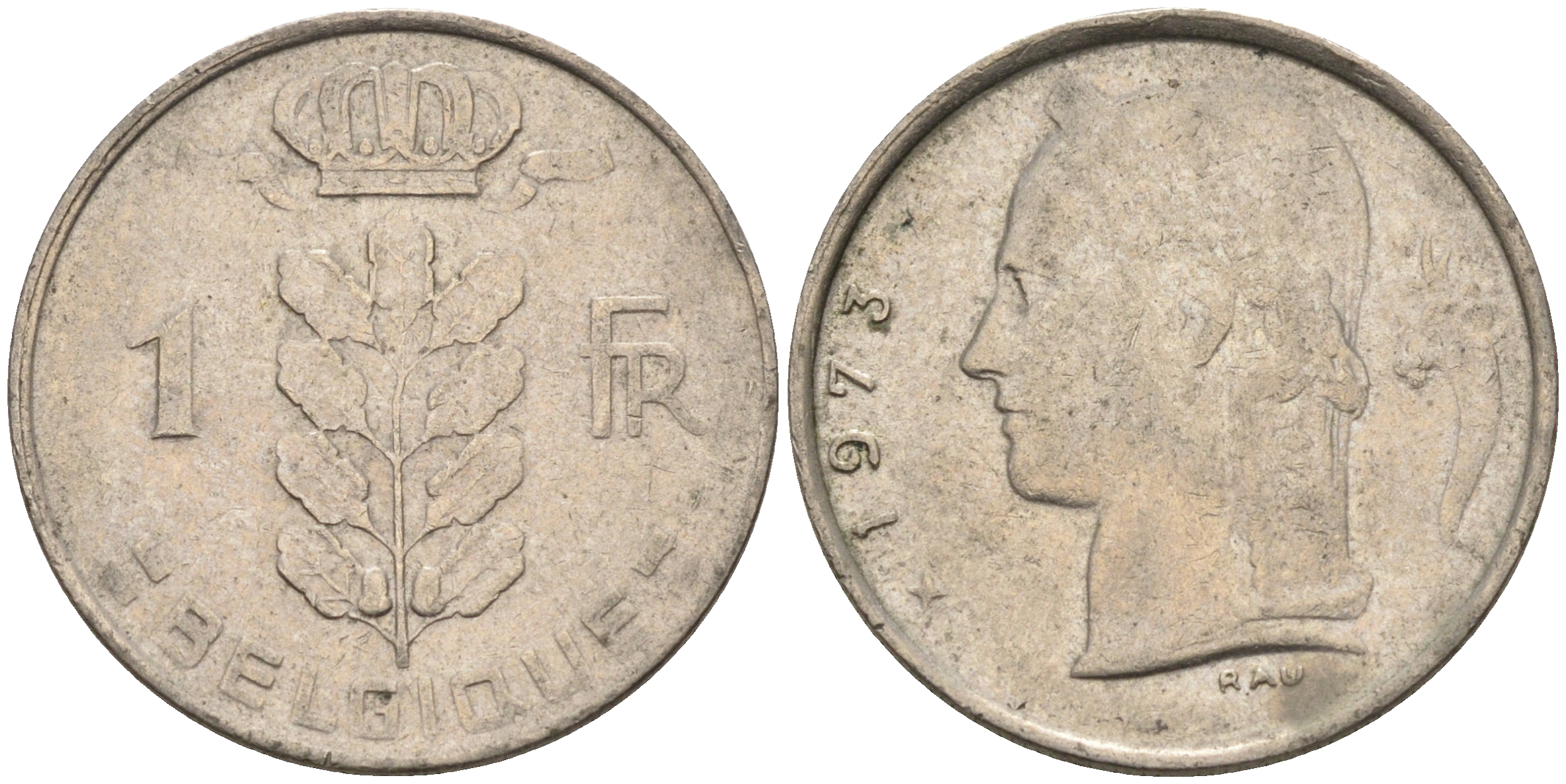 Бельгия 1 франк 1973 BELGIQUE KM 142.1 медно-никель 4592-522