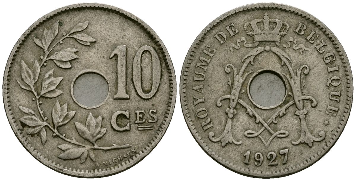 Бельгия 10 сантимов 1927 Belgique KM 85 медно-никель 4172-1015
